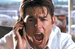 Tom Cruise yelling at the aliens over a dated device