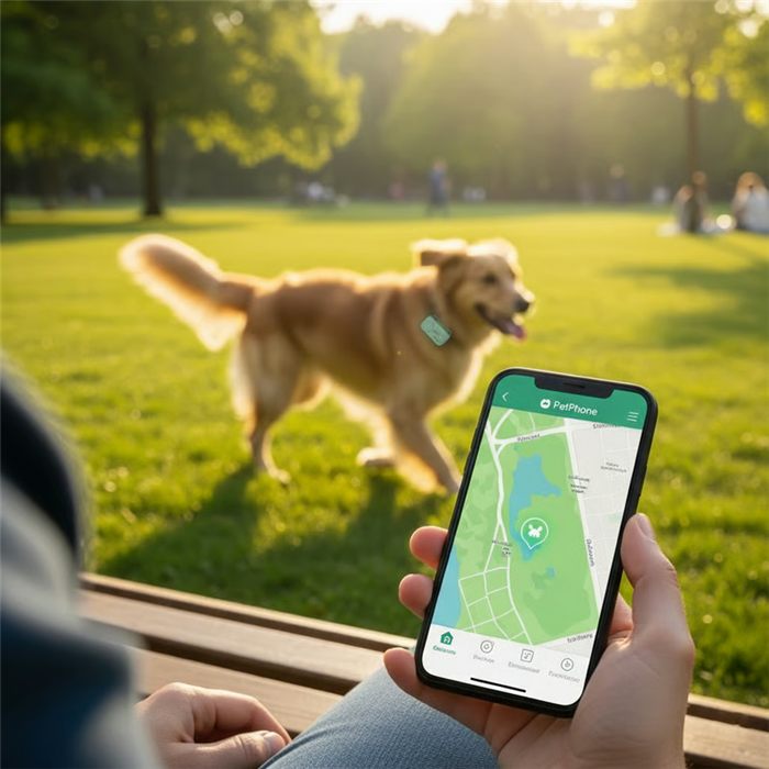 Live map tracking of a dog playing in the park
